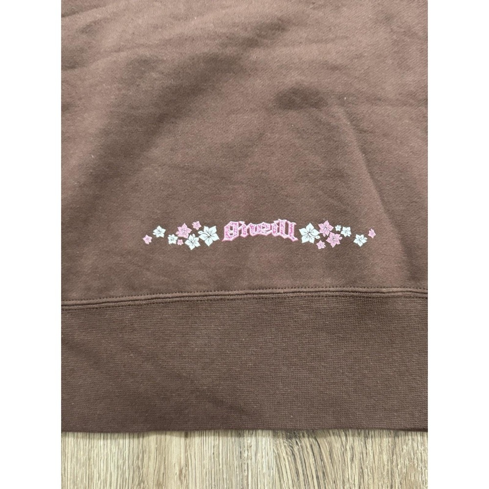 Y2K O'Neill Logo Glitter Flower Night BloomerBrown Hoodie Women Size XL‎ - Picture 13 of 13
